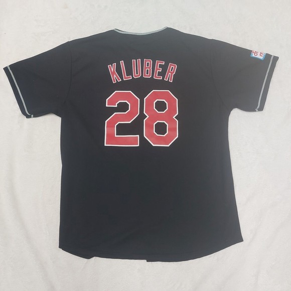 Cleveland Indians Size XL Corey Kluber 28 MLB Black SGA Drug Mart Logo Jersey - Picture 7 of 8